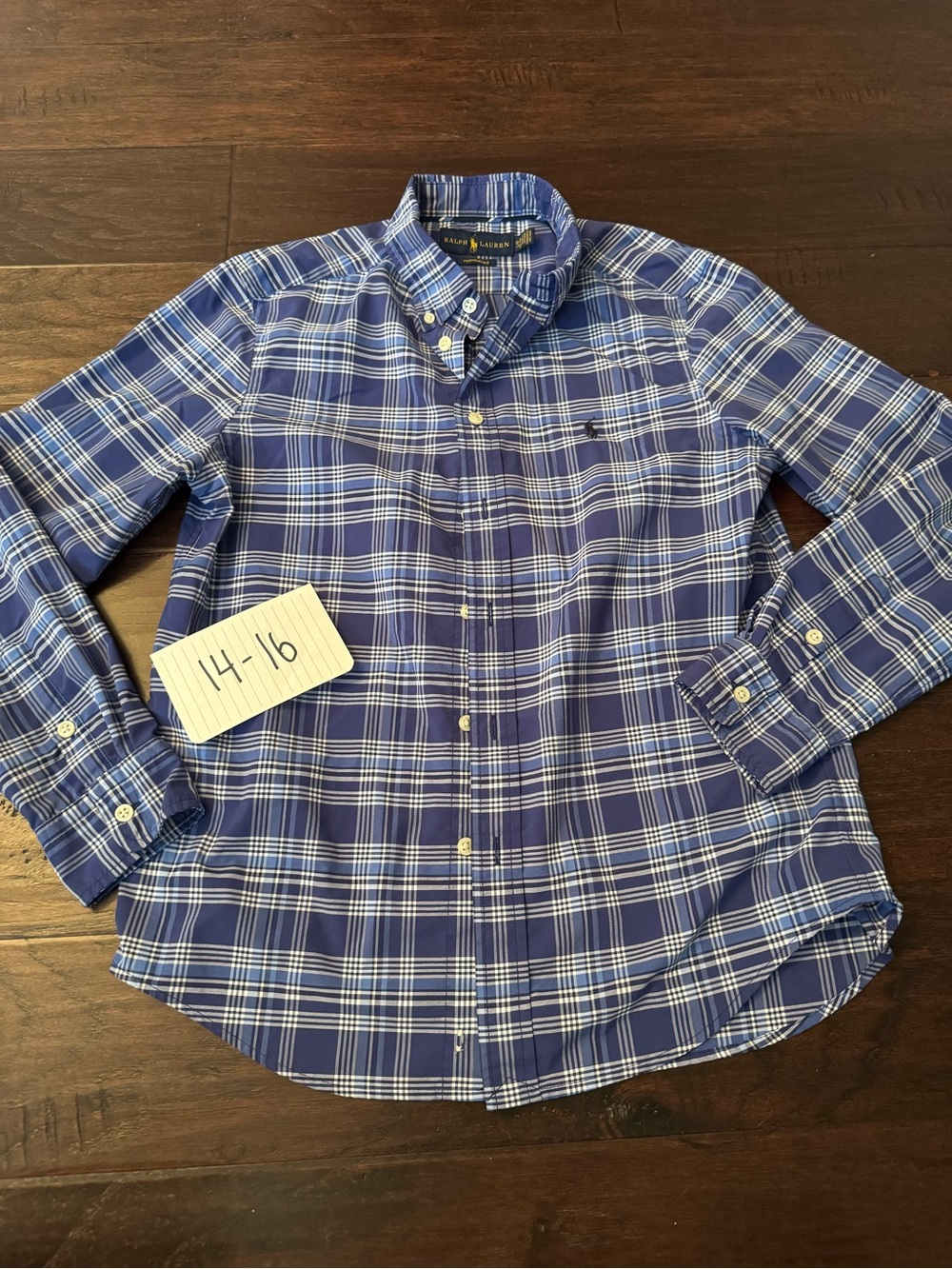 Ralph Lauren Blue & White Plaid Button-Down Shirt